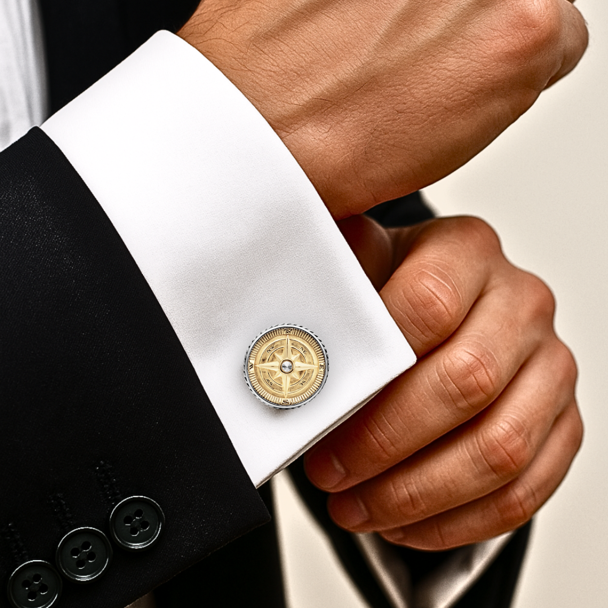 Men's Cufflink, Round Halo Diamond Cufflinks For Men