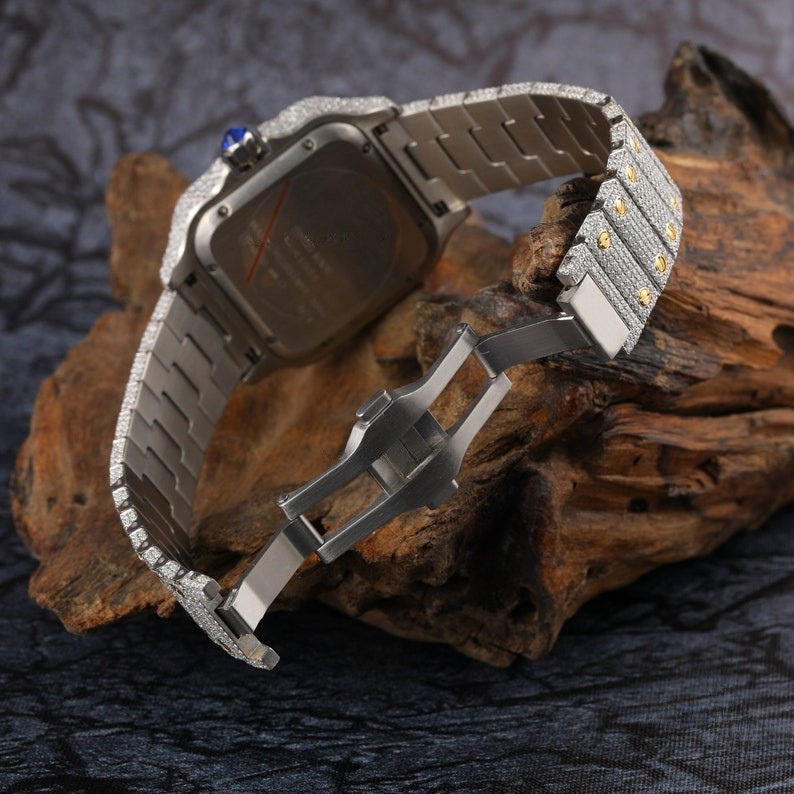 Moissanite With Roman Dial Hip Hop Watch for Men