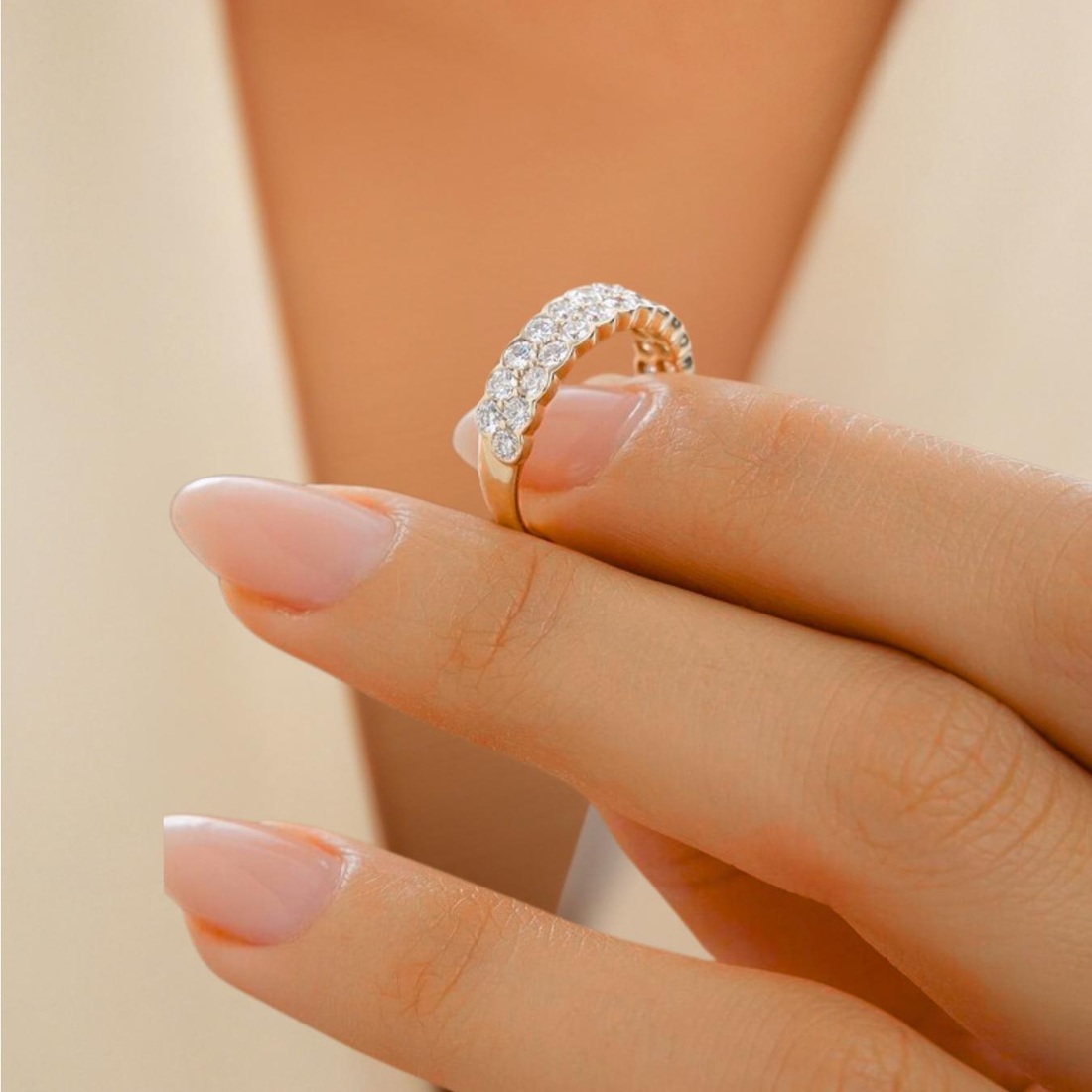 1.25CT Half Eternity Lab Grown Diamond Band, 14K Gold Wedding Band