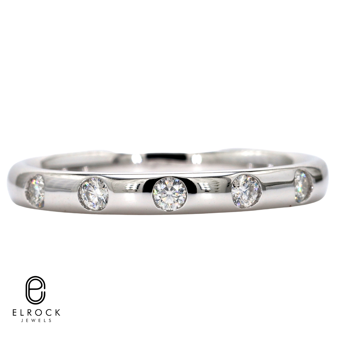14k Gold Flush Set Lab Grown Band, Real Gold Wedding Ring for Women