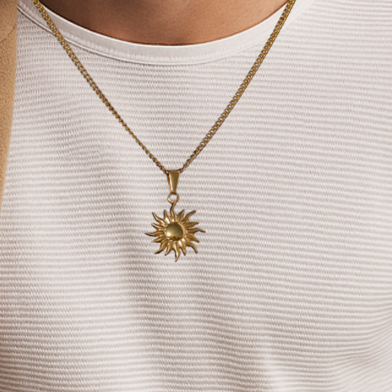 Gold Sun Pendant Necklace Mans Pendant
