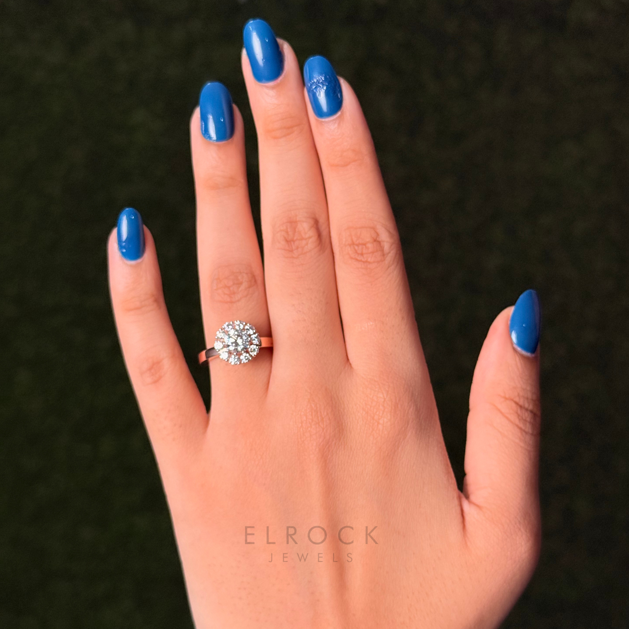 14K Rose Gold Round Unique Diamond Floral Promise Ring