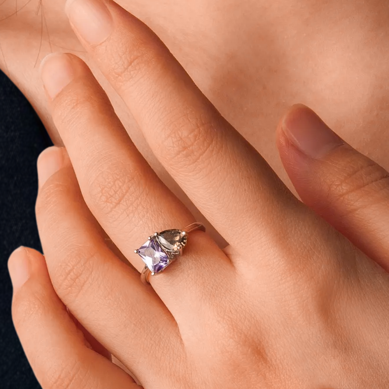 14K Emerald & Pear Cut Birthstone Ring | 1.00 CT Custom Toi et Moi Gemstone Ring