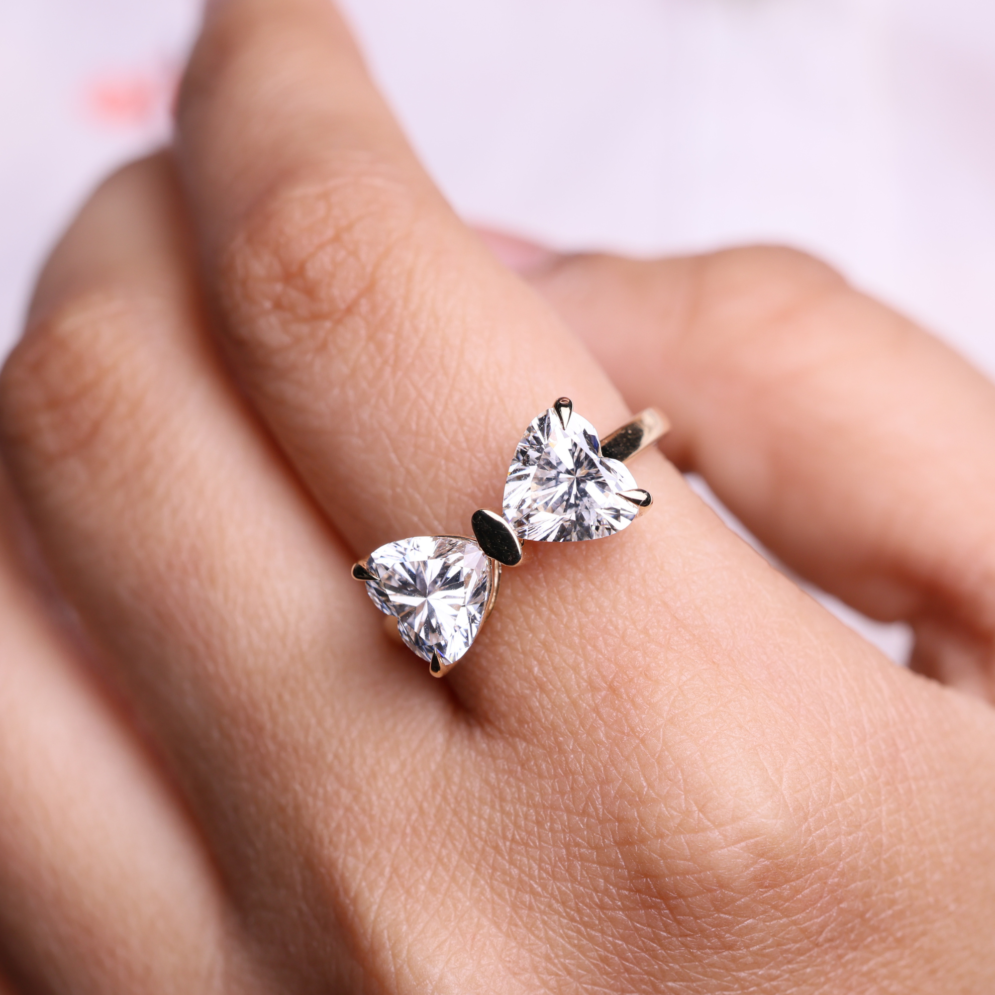 14K Gold Amazing Bow Heart Shape Lab Grown Diamond Ring