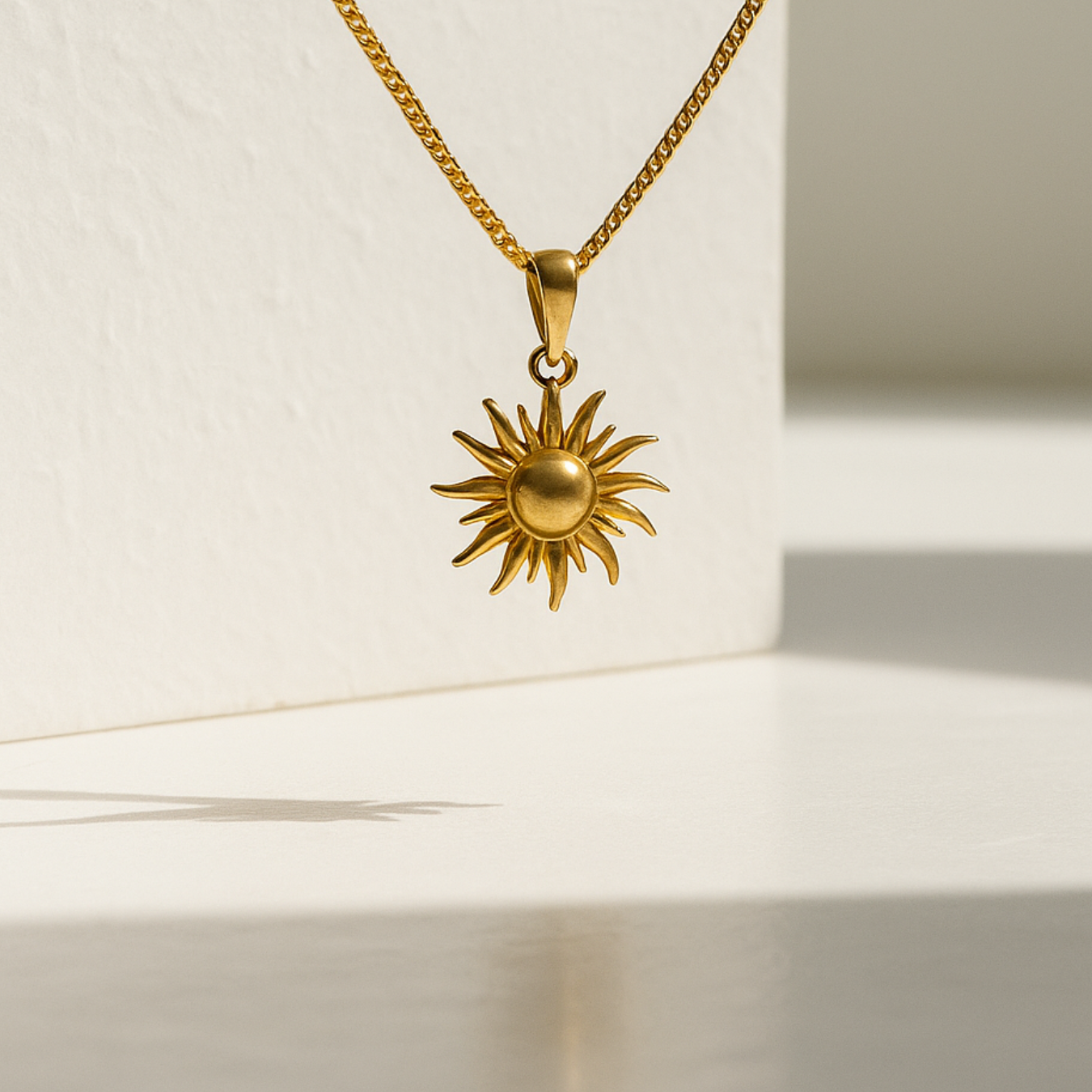 Gold Sun Pendant Necklace Mans Pendant
