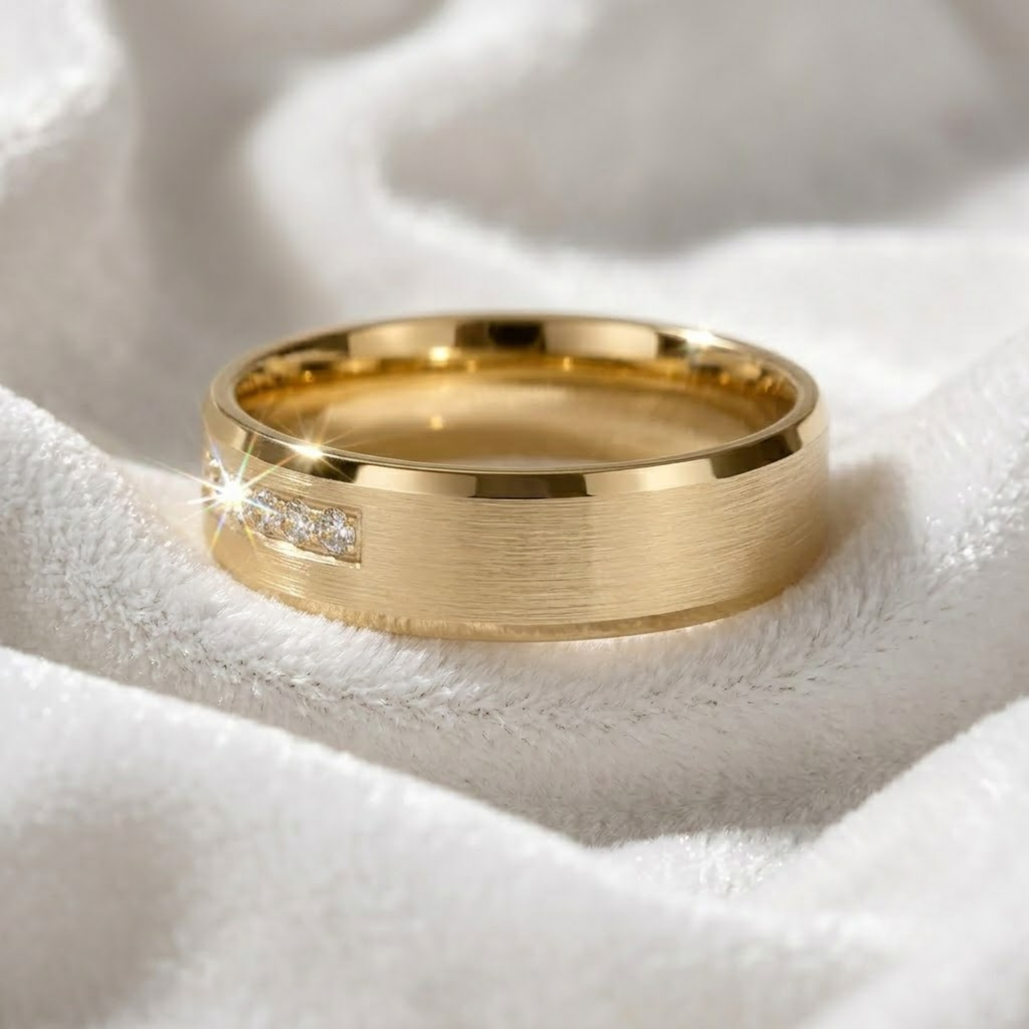 6mm Solid Gold Men's Nine Stone Diamond Band with Beveled Edges