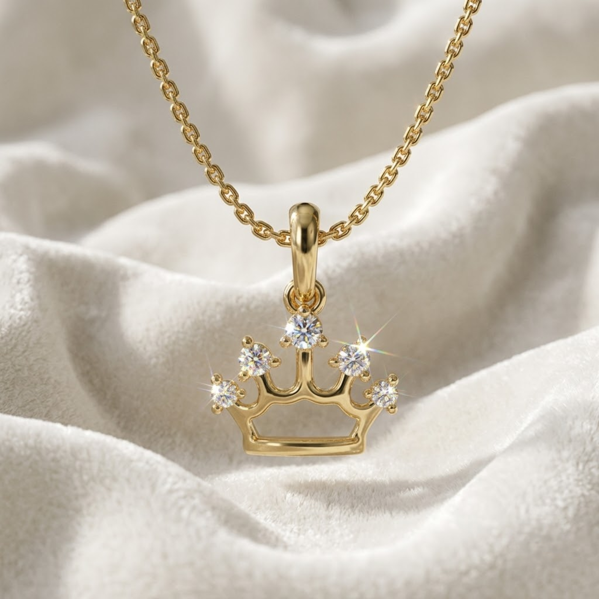 14K Women’s Crown Diamond Pendant