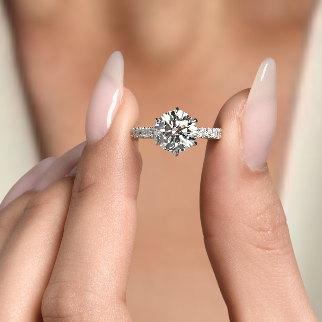 14K White Gold 2.30 Carat Round Cut Lab-Grown Diamond Solitaire Engagement Ring