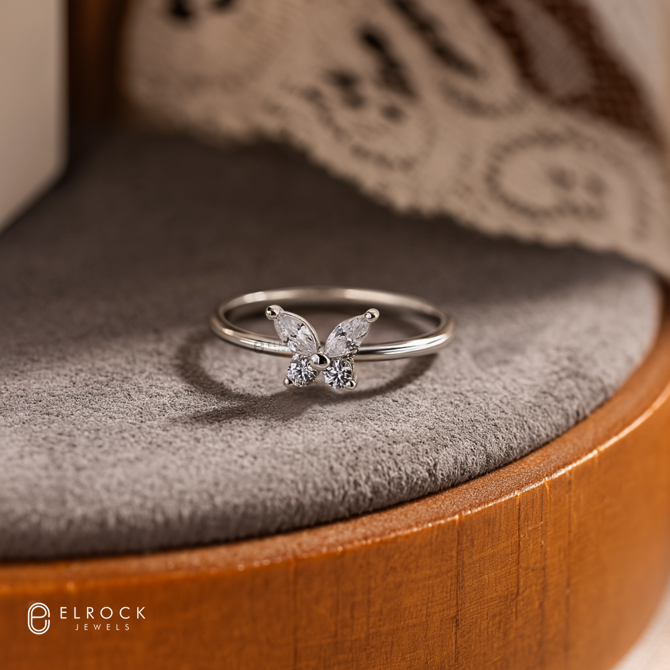 14K Gold 0.50 TCW Dainty Butterfly Ring
