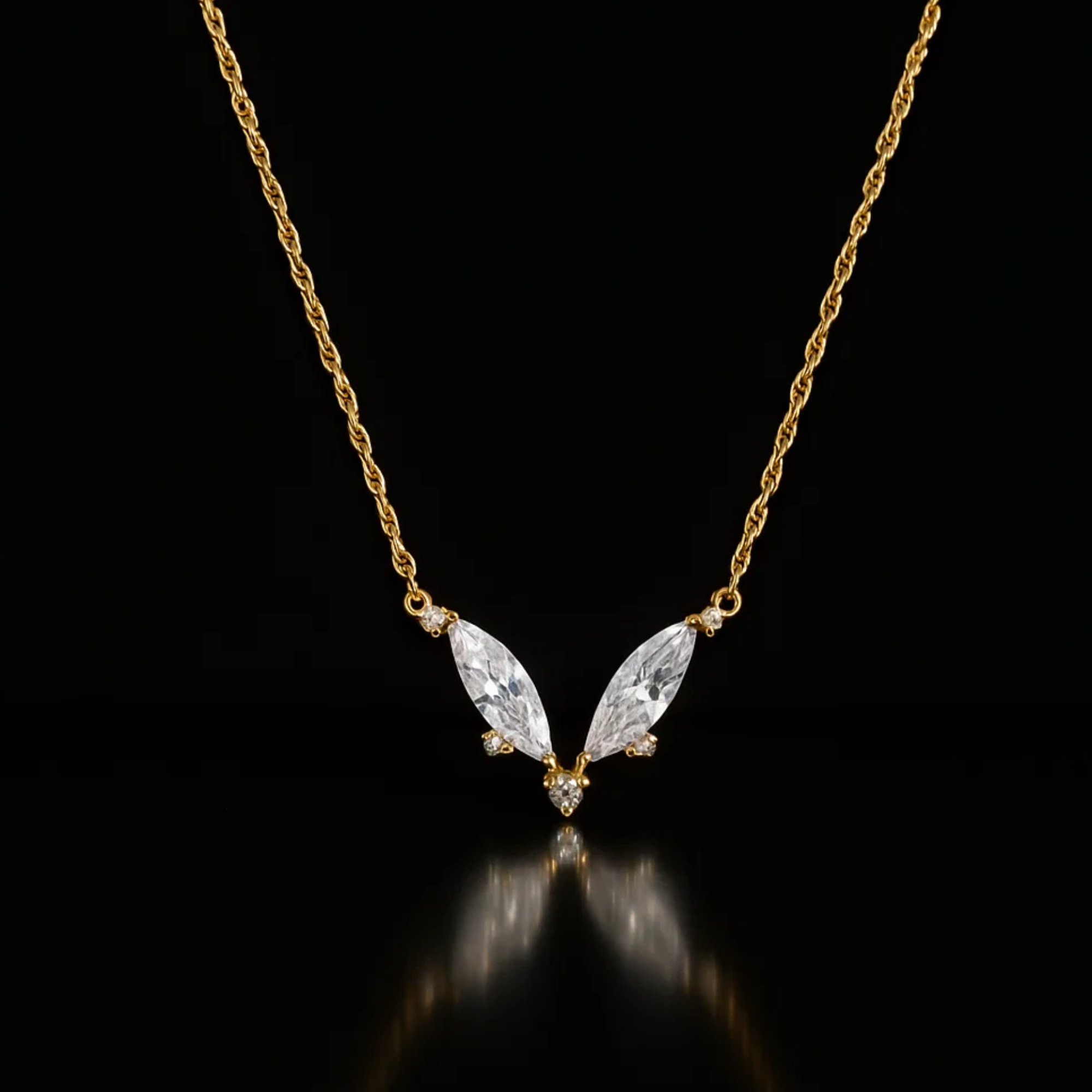 14k Gold V Shape Necklace
