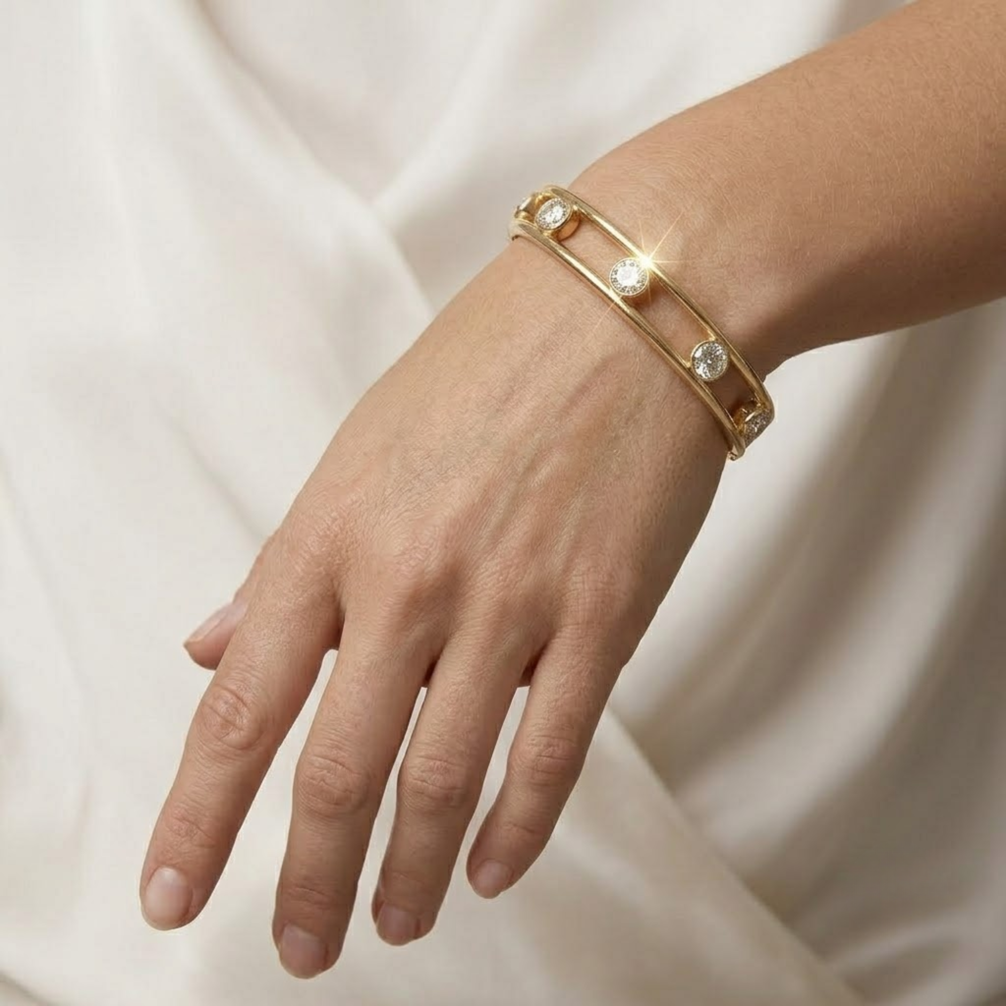 Bezel Setting Diamond Cuff Bracelet