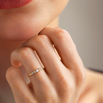 0.15 CTW 14K Gold Lab Grown Ring | Solid Gold 5 Stone Lab Grown Ring