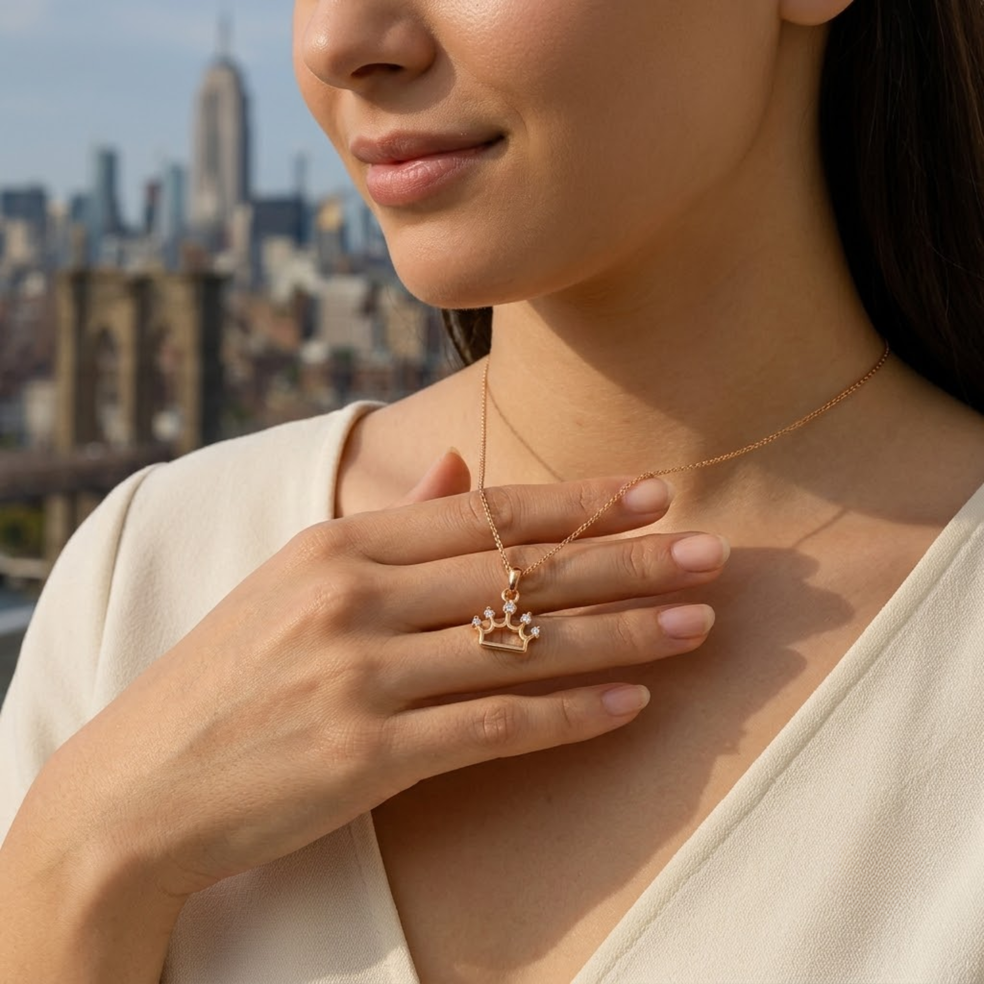 14K Women’s Crown Diamond Pendant