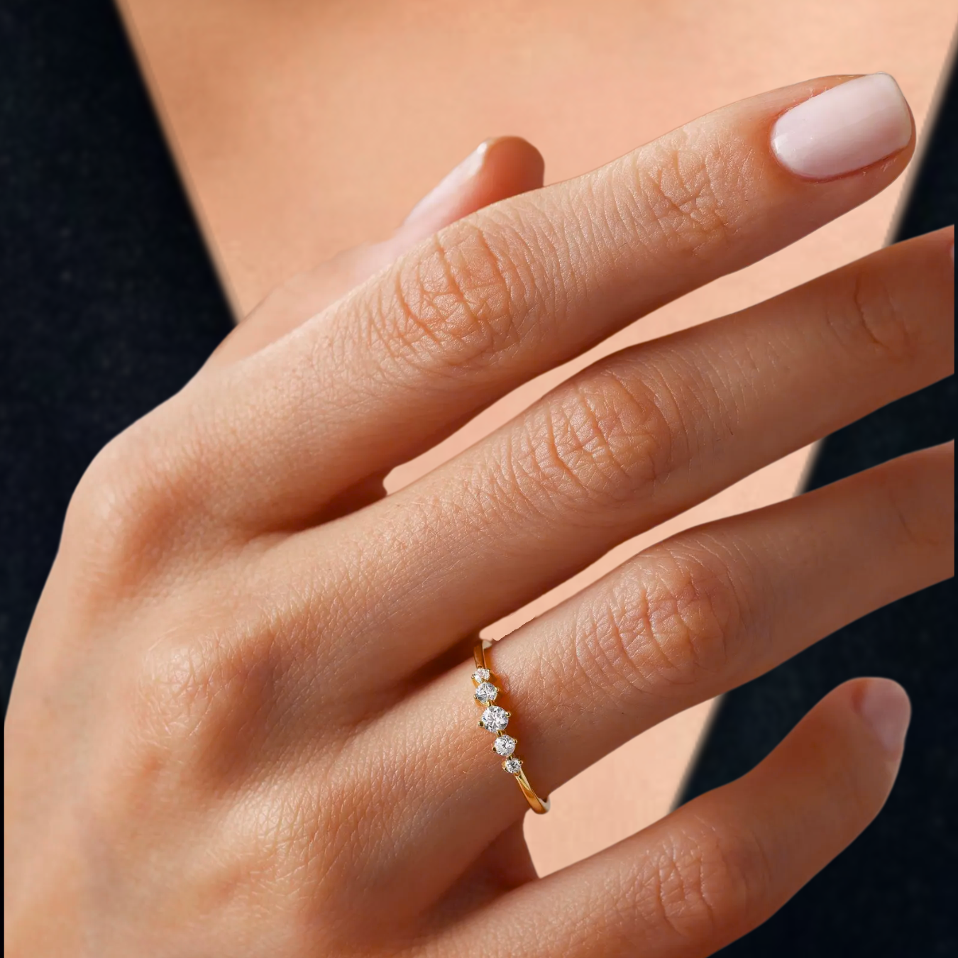 14K Gold Lab Grown Solid Gold 5 Stone 0.15 CTW Lab Grown Ring