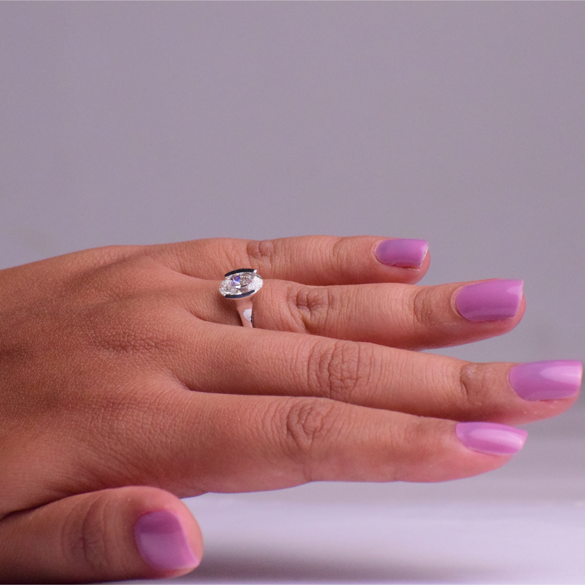14k Gold Unique Oval Diamond Ring
