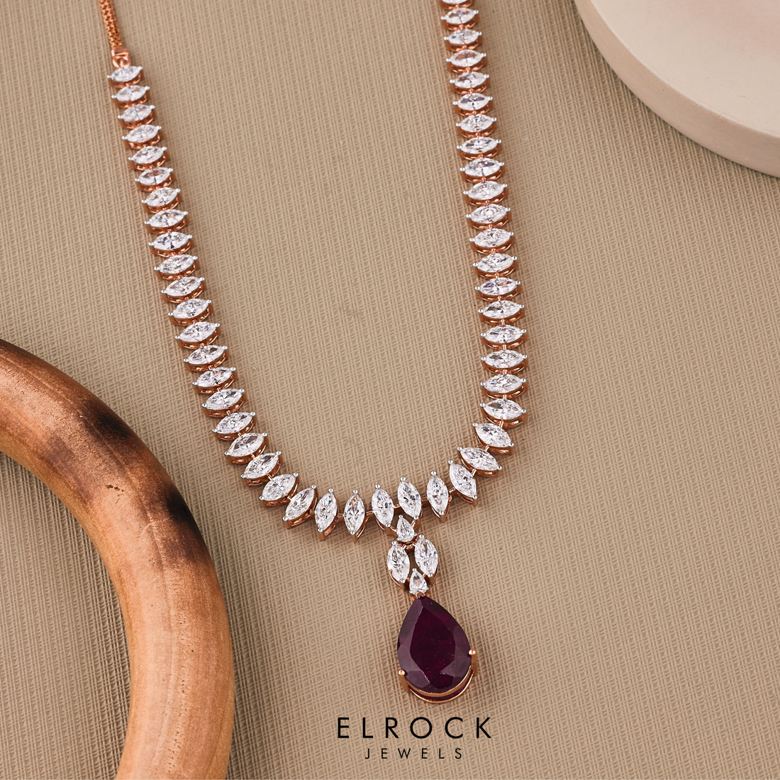 Bridal ruby and earrings and necklace set
