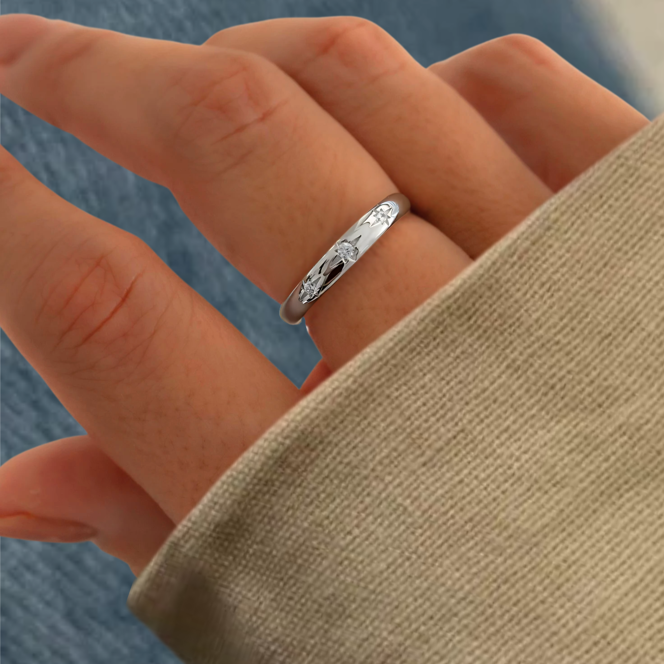 14K Diamond Signet Ring / Star Celestial Diamond Signet Ring / Gold Signet Band