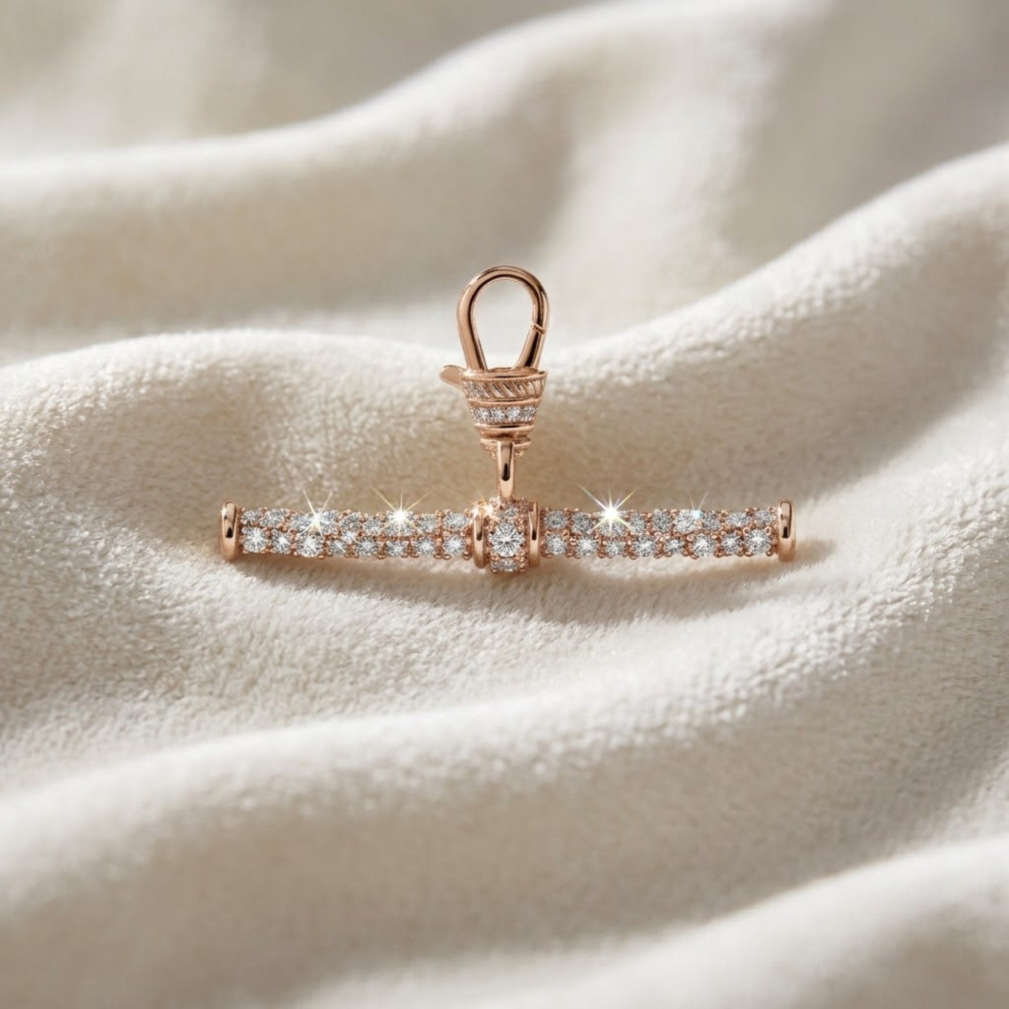 Diamond T Bar Anchor Pendant 14K Gold Victorian Inspired Diamond Pendant