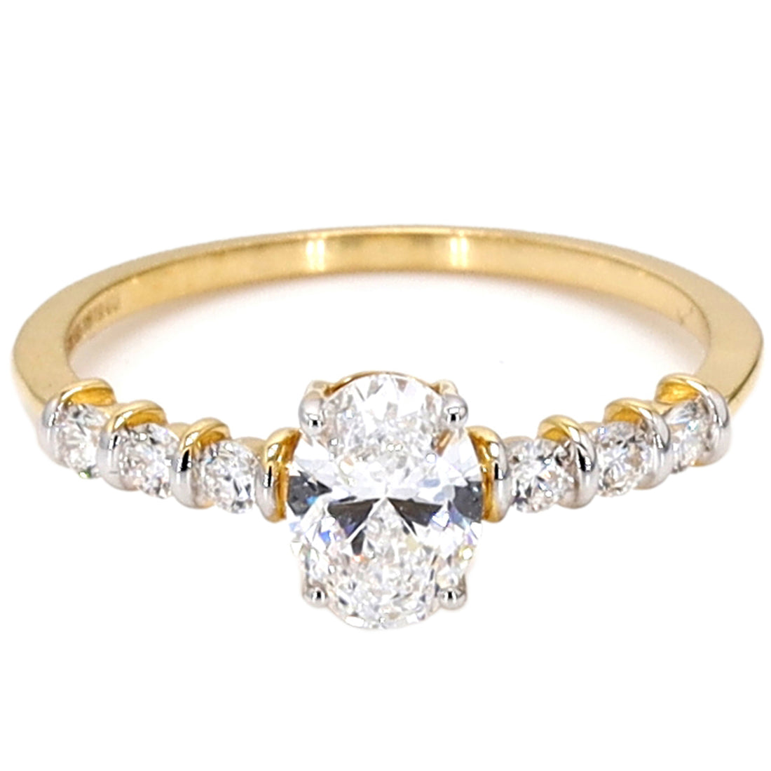 Oval Lab Grown Diamond Ring with Halo and Pave Eternity Engagement Ring for Her