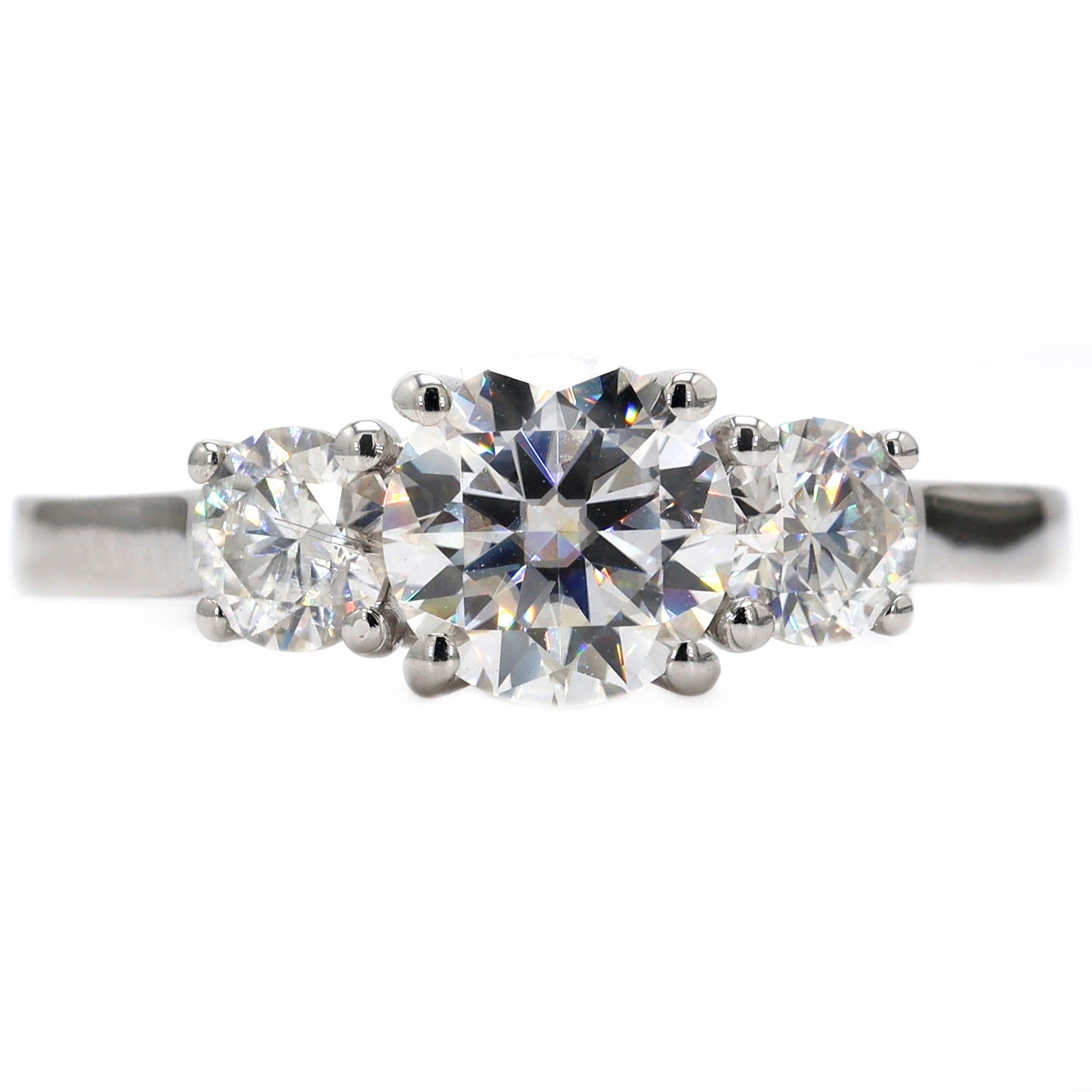 14K Gold Round Three Stone Engagement Ring