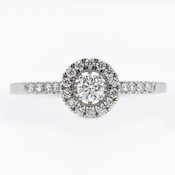 Lab Grown Diamond Halo Engagement Ring, Round Brilliant Cut Lab Created Diamond Ring