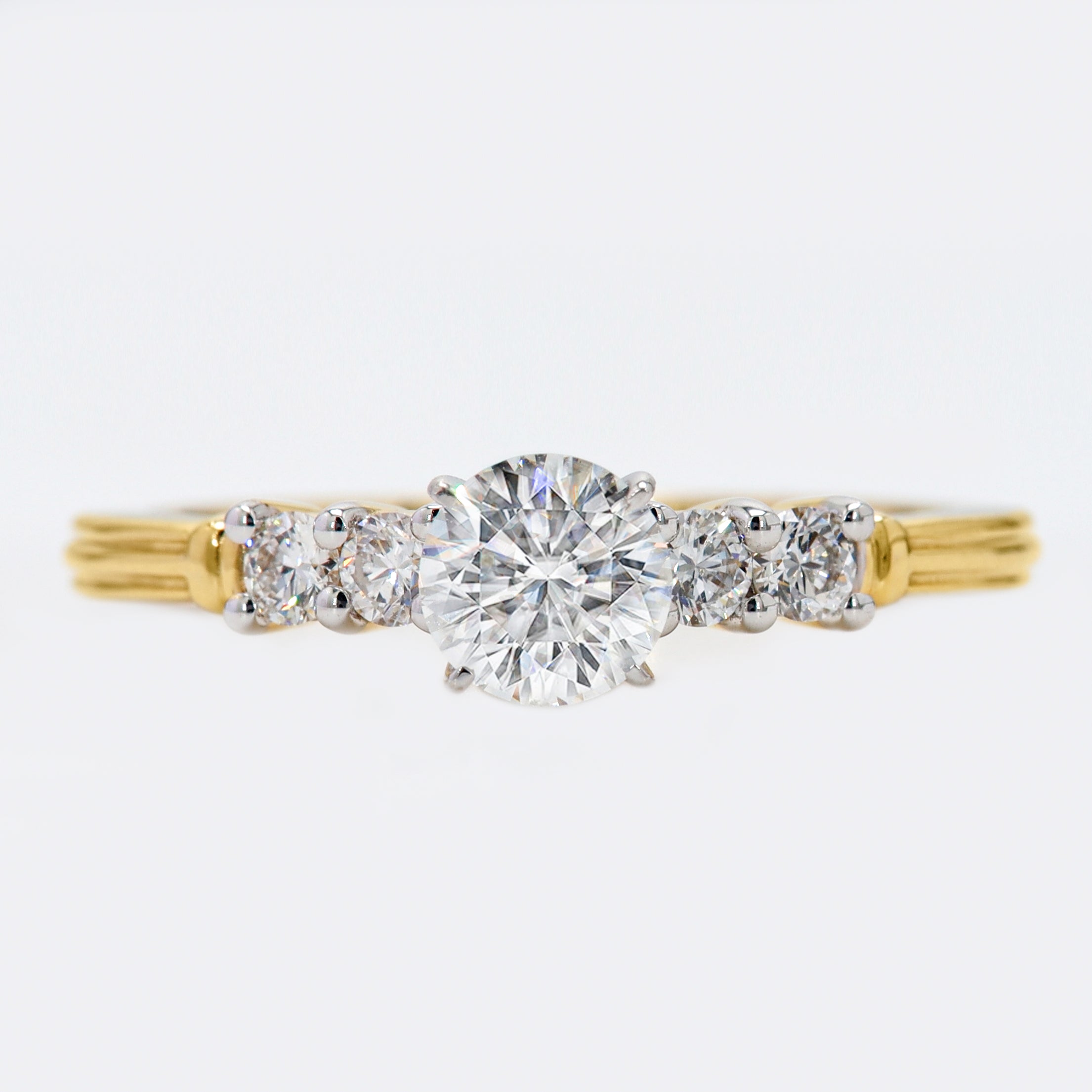 14K Gold Round Five Stone Diamond Ring