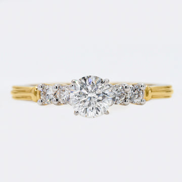 14K Round Five Stone Diamond Ring, Lab Grown Diamond Ring, Trellis Setting Engagement Ring