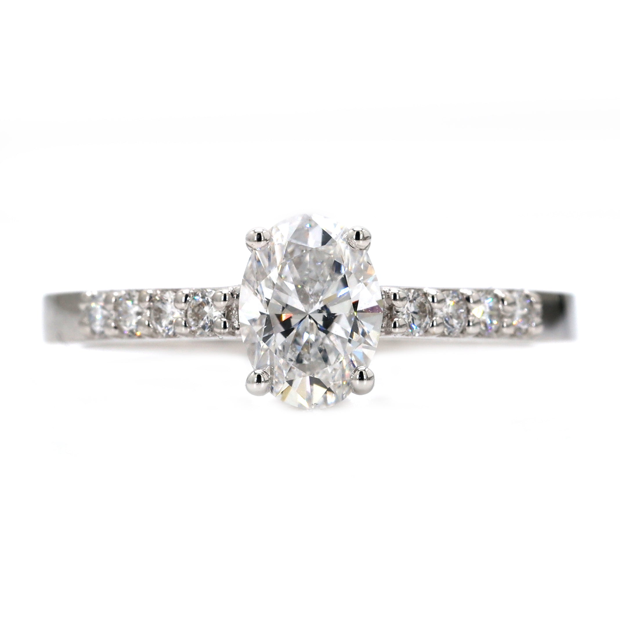 14K Gold Lab Grown Oval Cut Diamond Solitaire Halo Engagement Ring