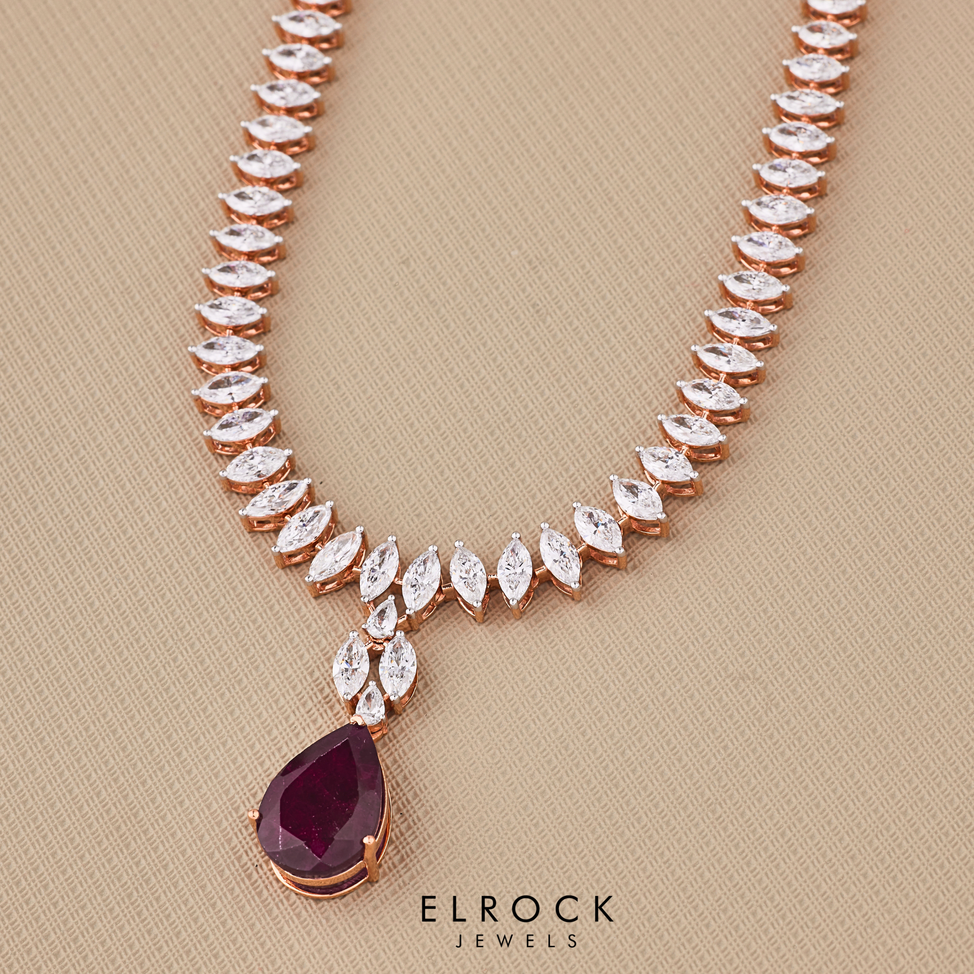 Bridal ruby and earrings and necklace set