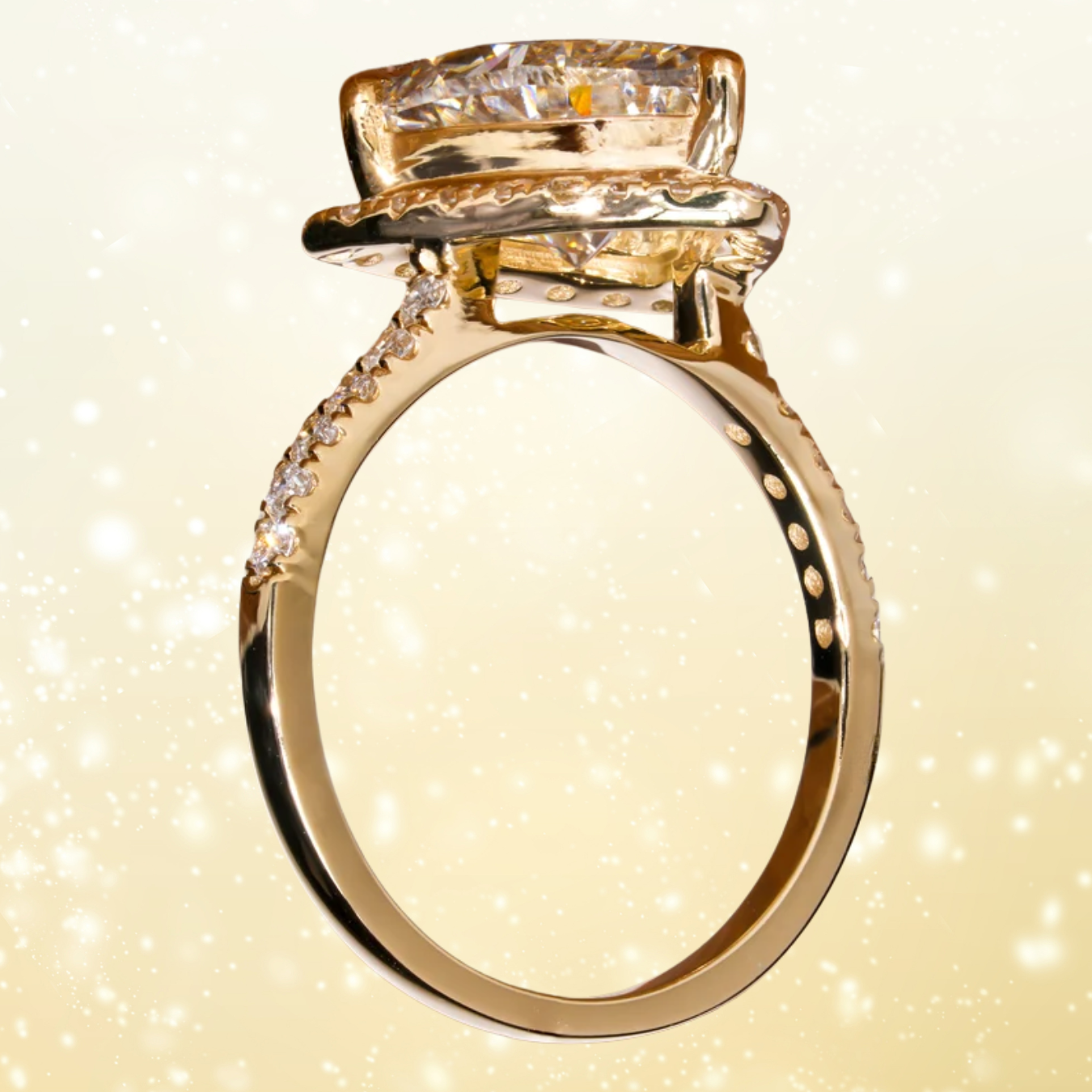 14K Gold 3.00Ct Trillion Cut Diamond Ring