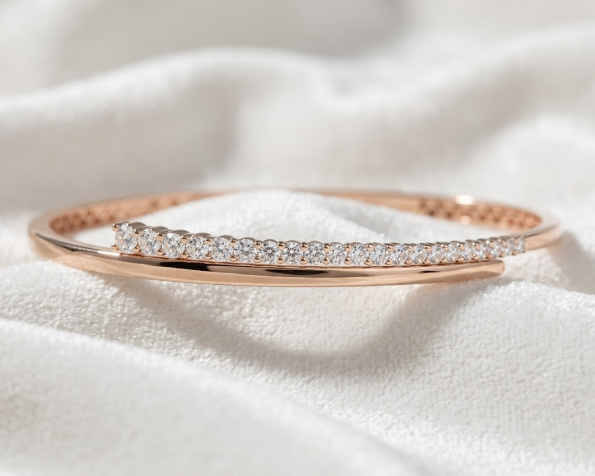 14K Gold Unique Diamond Bangle Bracelet Cross Over Bangle