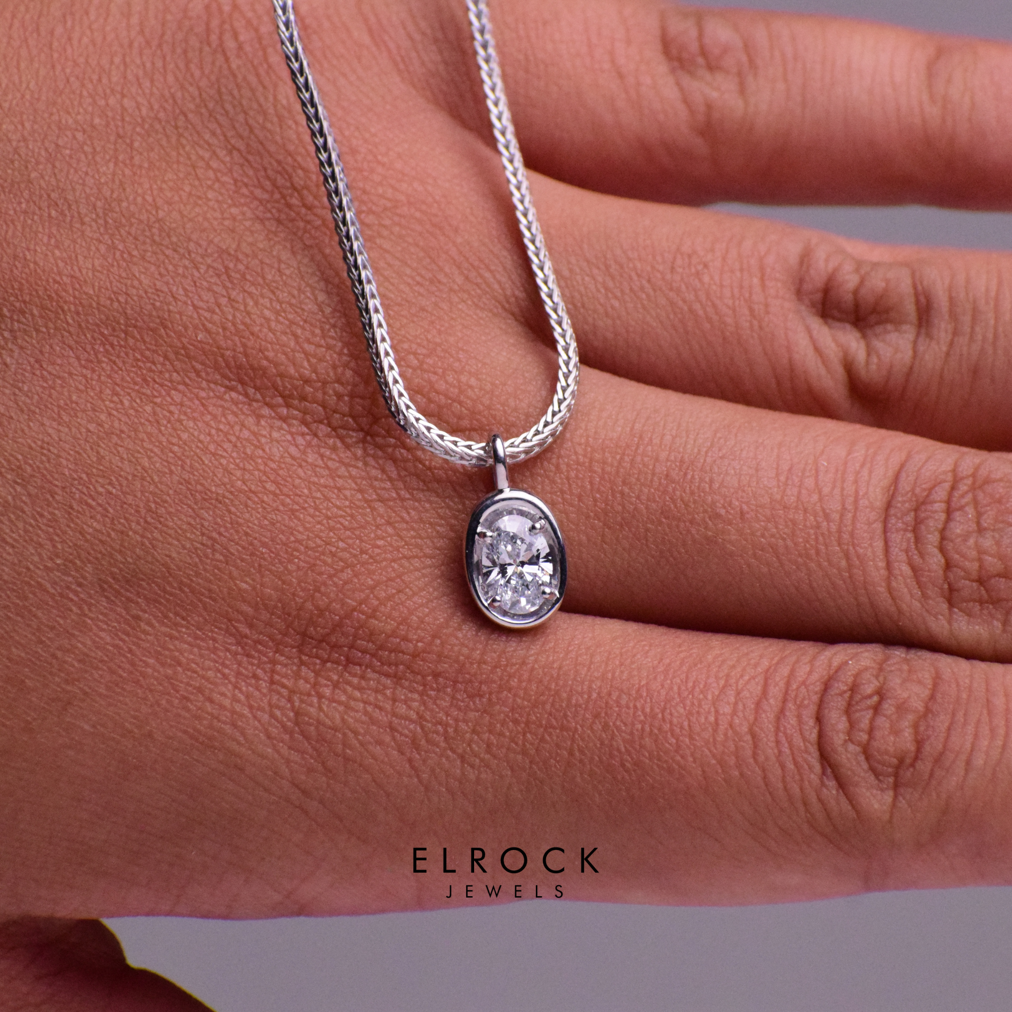 14K Solid Gold Necklace/ Diamond solitaire necklace / Diamond necklace