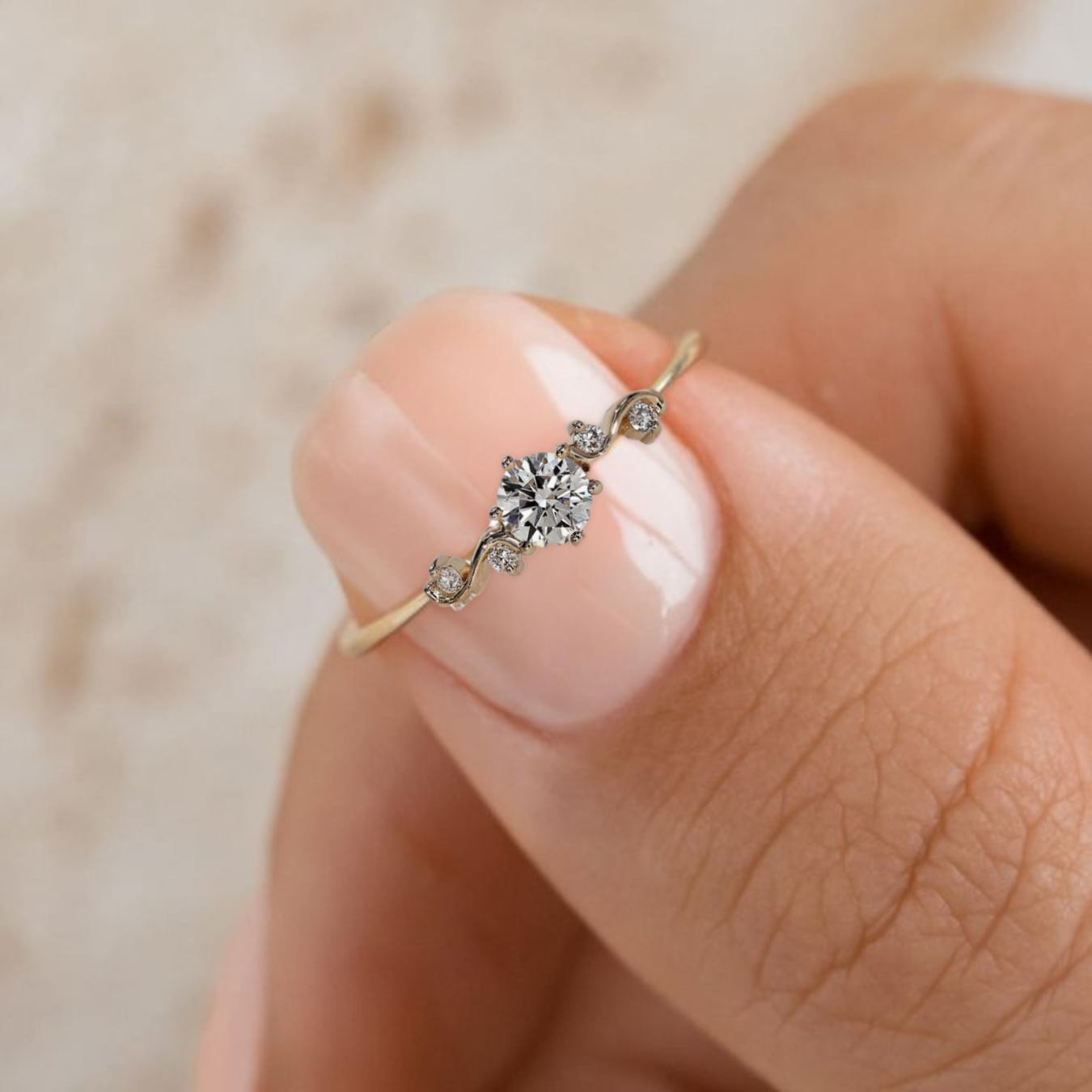 14k Solid Gold 0.25 CT Round Brilliant Lab Diamond Ring