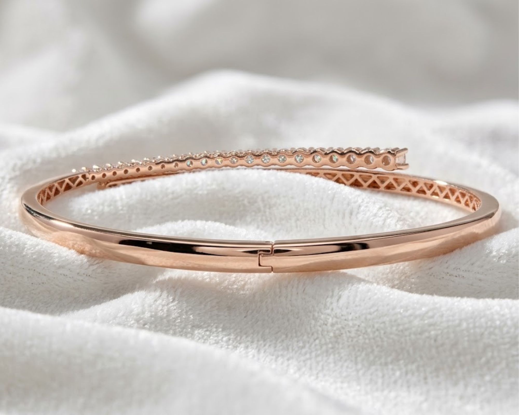 14K Gold Unique Diamond Bangle Bracelet Cross Over Bangle