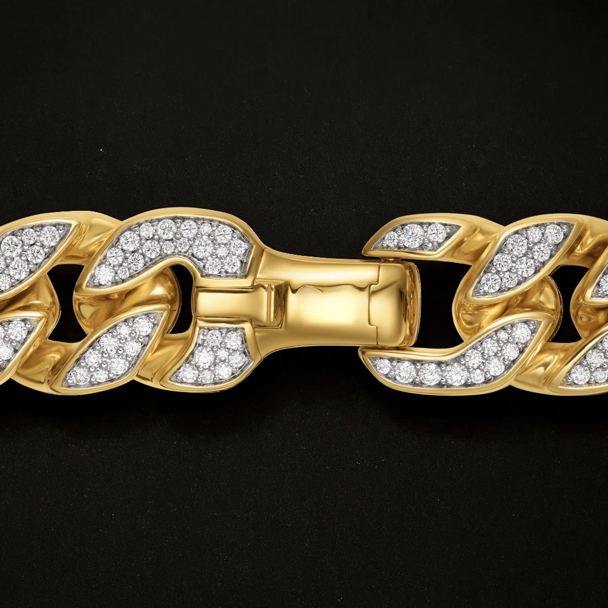 14K Solid Gold Diamond Cuban Link Bracelet