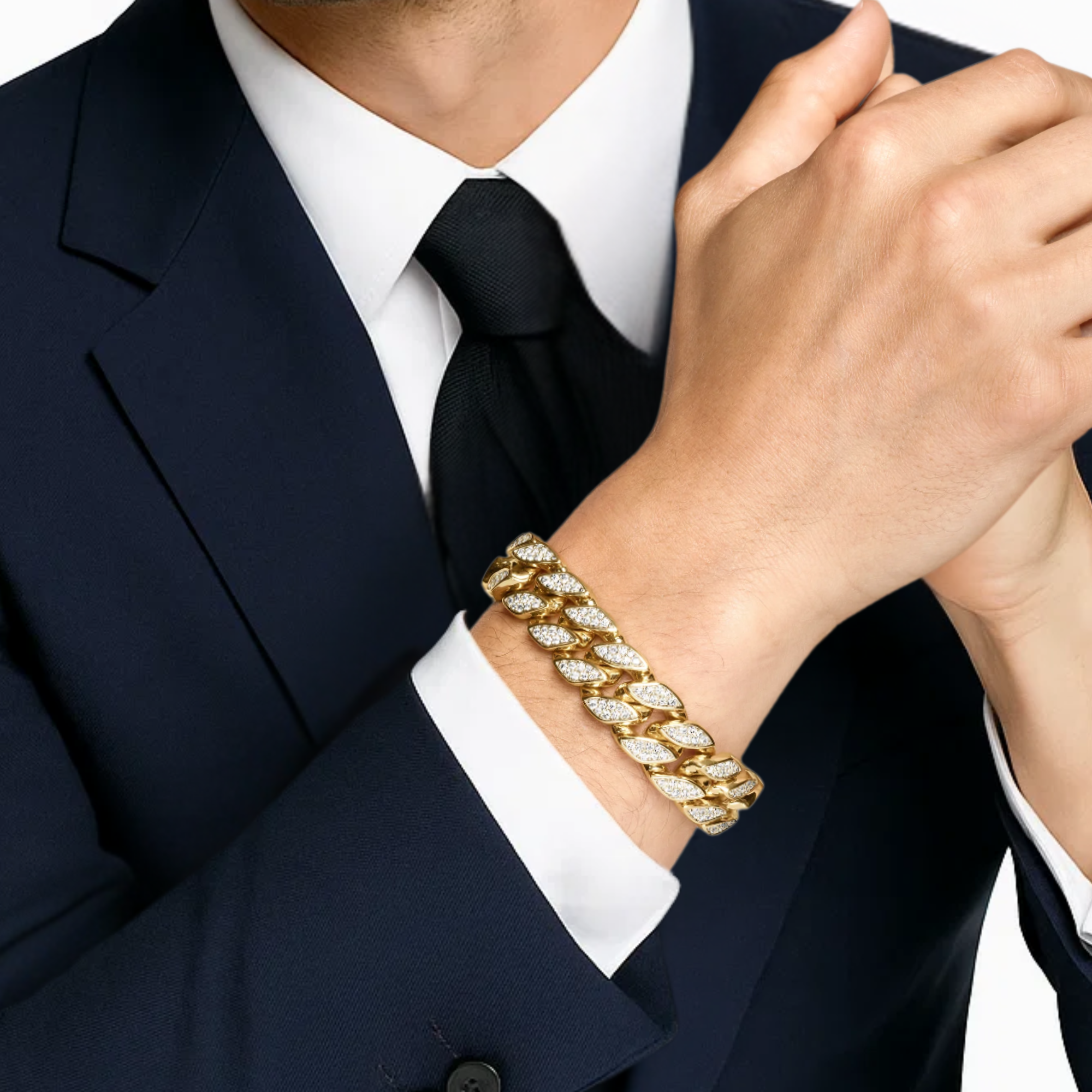 14K Solid Gold Diamond Cuban Link Bracelet