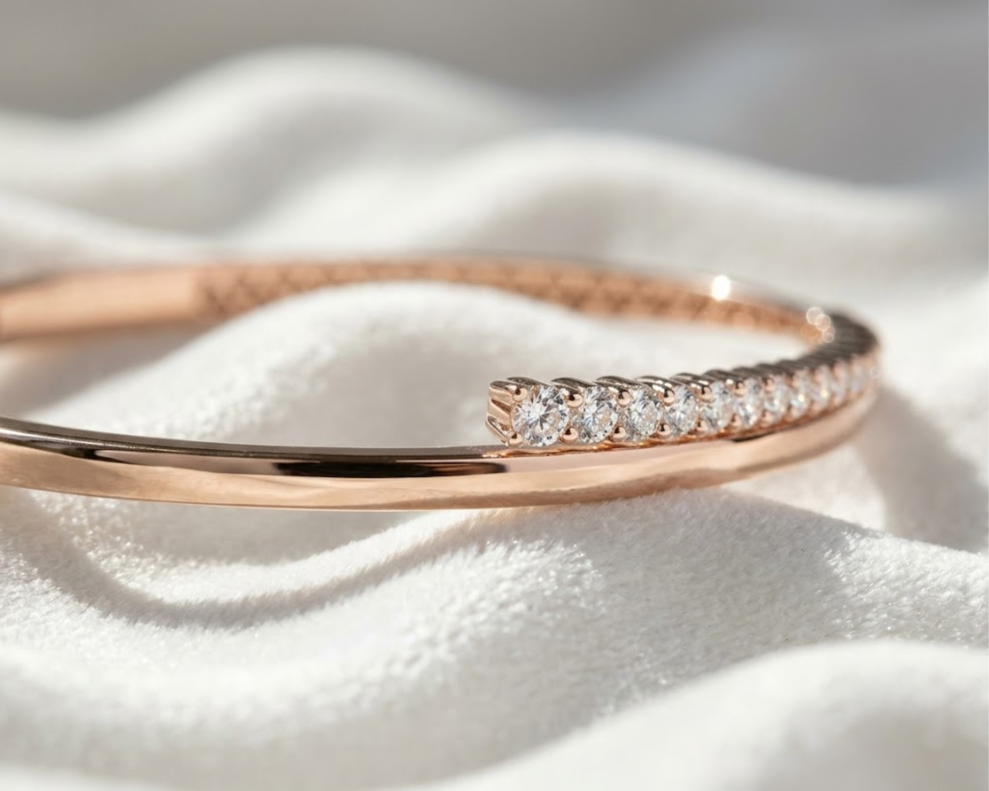 14K Gold Unique Diamond Bangle Bracelet Cross Over Bangle