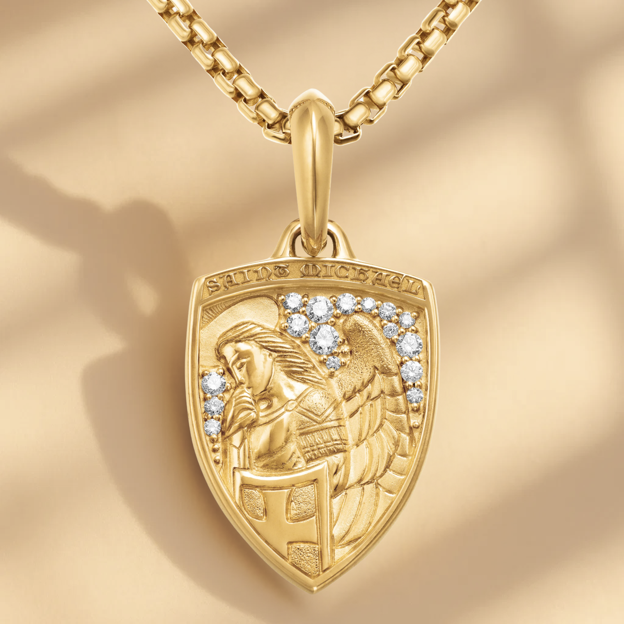  St Michael Medallion Necklace with Lab Grown Diamonds