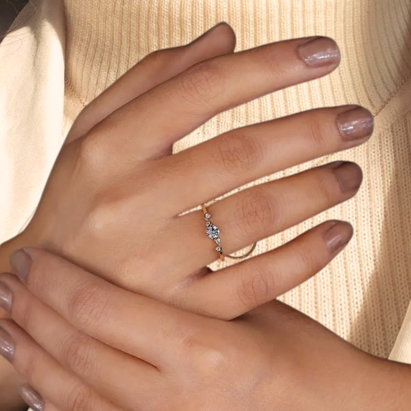 14k Solid Gold 0.25 CT Round Brilliant Lab Diamond Ring