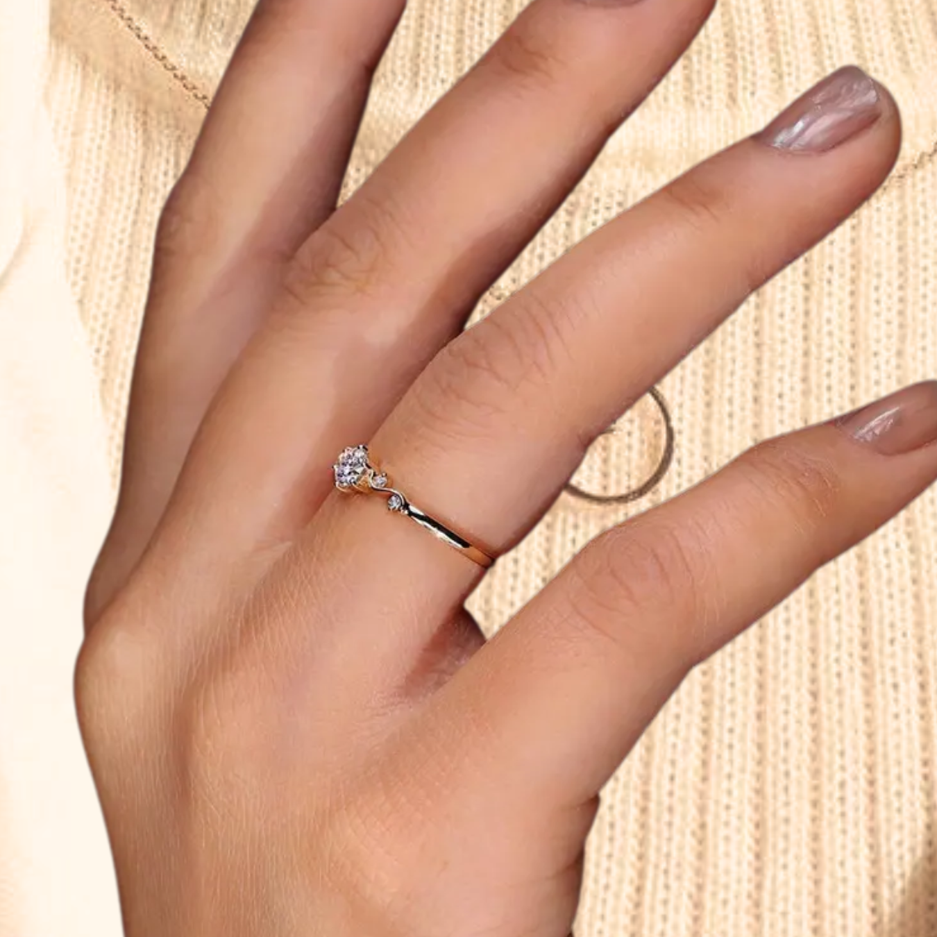 14k Solid Gold 0.25 CT Round Brilliant Lab Diamond Ring