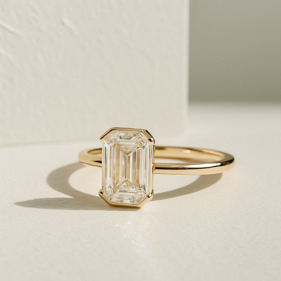 Lab Grown Diamond Ring , F VS2 Emerald Cut Lab Diamond Engagement Ring 2.70 CT,14k gold