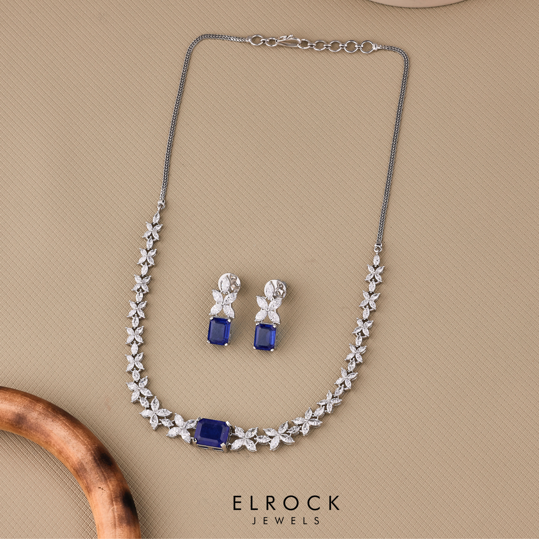 Emerald-Cut Blue Sapphire Lab Grown Diamond Tennis Necklace