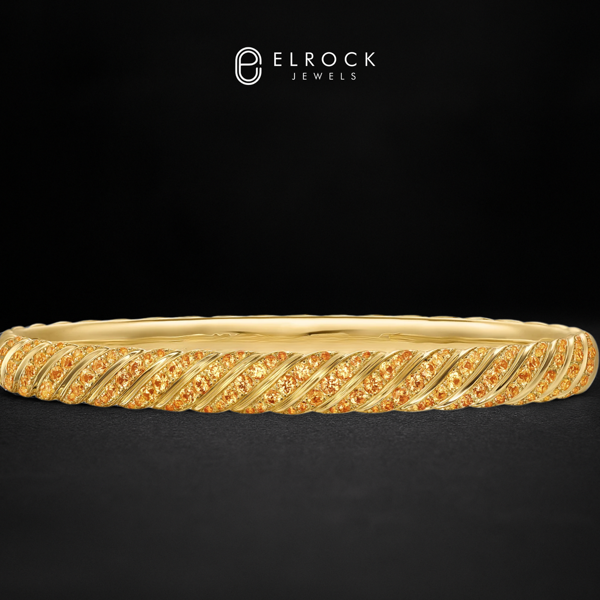 14K Gold Dainty Cable Bangle, Lab Grown Diamond Twisted Bangle