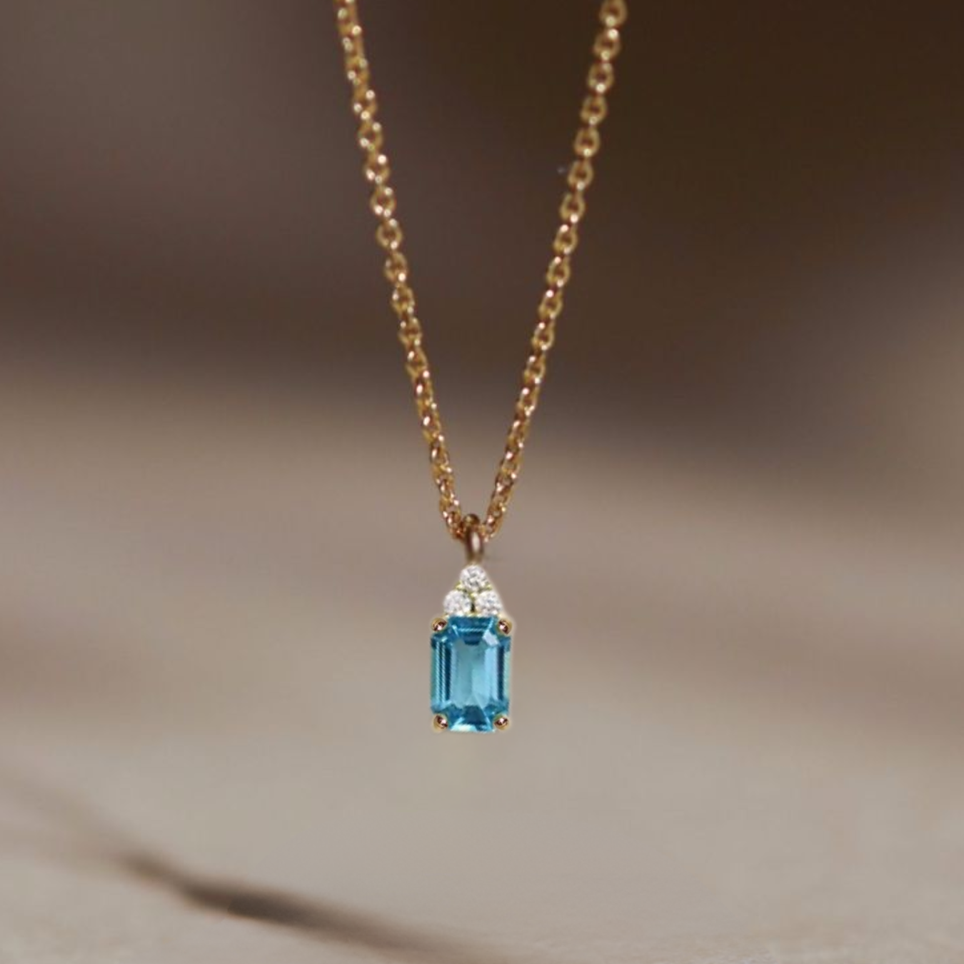 14k Gold Swiss Topaz Pendant December Birthstone Necklace