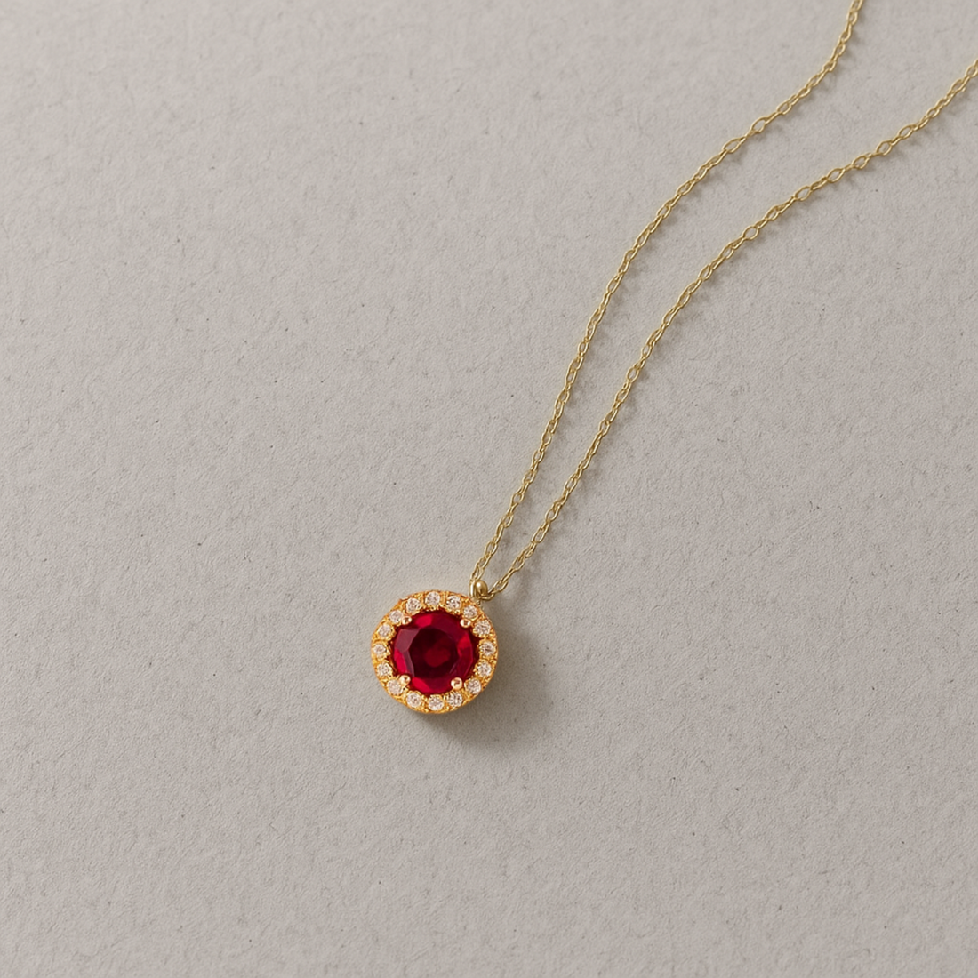 Diamond Ruby Necklace for Women | 14k Real Solid Gold