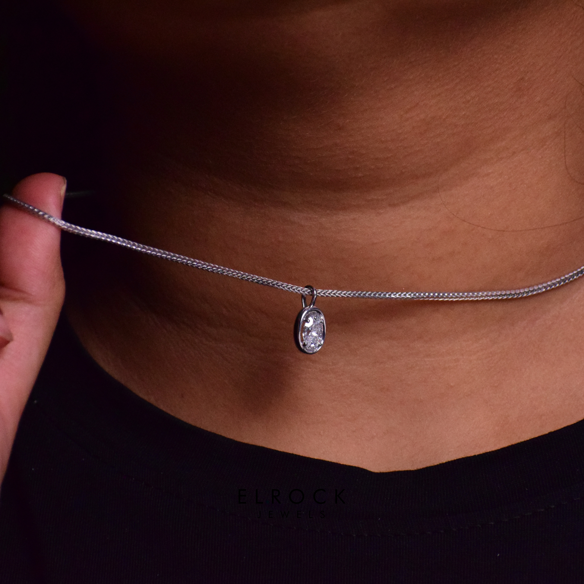 14K Solid Gold Necklace/ Diamond solitaire necklace / Diamond necklace