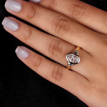2 carat Oval Three Stone Diamond Engagement Ring for Women, Bezel Set Diamonds