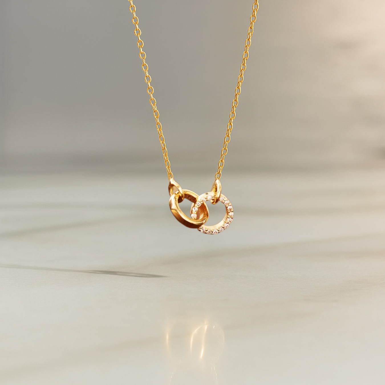 0.05 Ctw Diamond Intertwined Circle Necklace in 14K Solid Gold