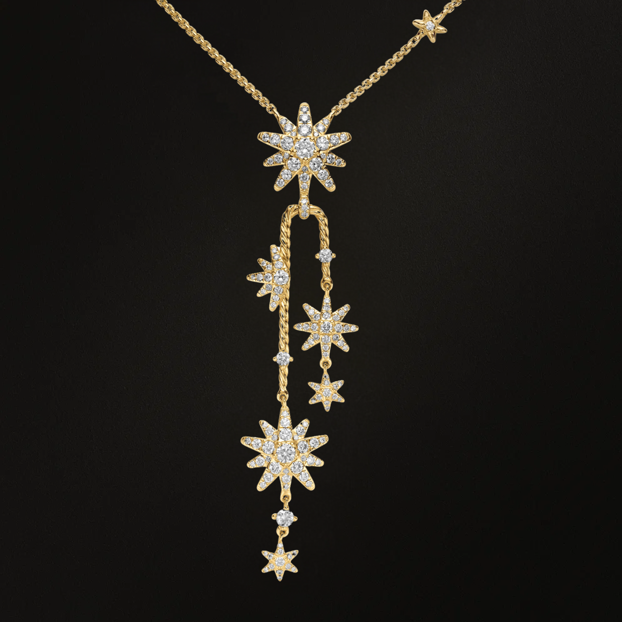  Star Lariat Necklace, Dainty Star Drop Necklace