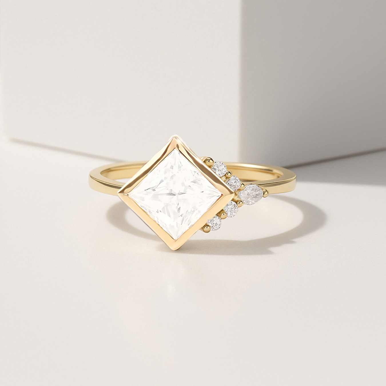 14k Solid Gold 1.70 Carat Princess cut Lab Grown engagement ring